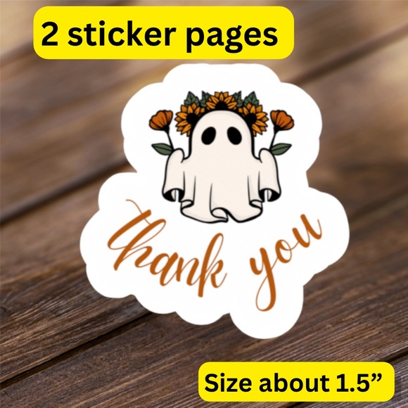 2 sticker pages thank you Halloween ghost stickers - Picture 1 of 2
